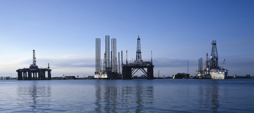 Oil rigs off-shore in Galveston, Texas – one of many ways Saturn makes its mark